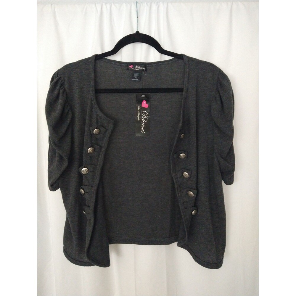 NWT Delicious Los Angeles Charcoal Gray Short Ruched Sleeve Shrug Bolero Size 1X